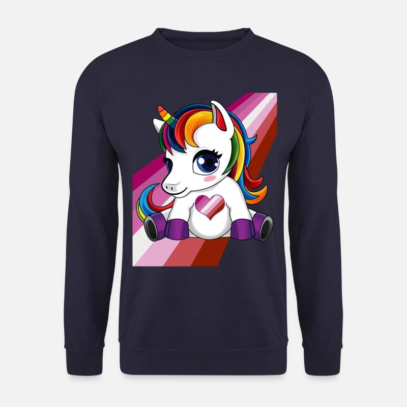 Einhorn mit Lesben Flagge Herz - LGBTQ Lesben - Unisex Pullover - Navy