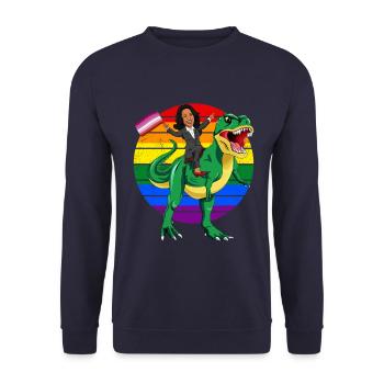 LGBTQ - Lesben Flagge Kamala Harris - Unisex Pullover - Navy - Vorne - Alina (178cm) & Michal (187cm)