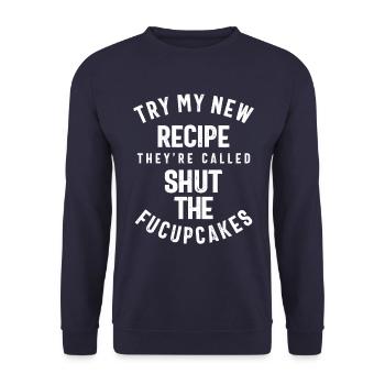 Probieren Sie mein neues Rezept, lustige Slogans & Sprüche Ideen - Unisex Pullover - Navy - Vorne - Alina (178cm) & Michal (187cm)