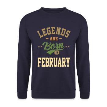 Légendes sont nés en Février Anniversaire Design - Sweat-shirt Unisexe - marine - Devant - Alina (178cm) & Michal (187cm)