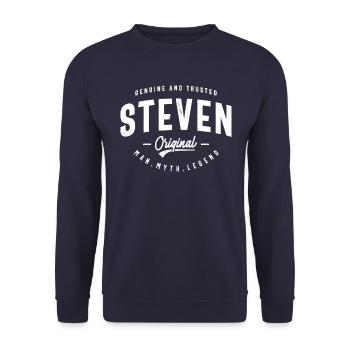 Steven Personalized Name Mens Birthday - Unisex Sweatshirt - navy - Front - Alina (178cm) & Michal (187cm)