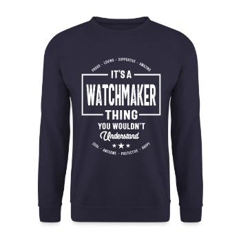 Watchmaker Gift Funny Job Title Profession - Unisex Sweatshirt - navy - Front - Alina (178cm) & Michal (187cm)