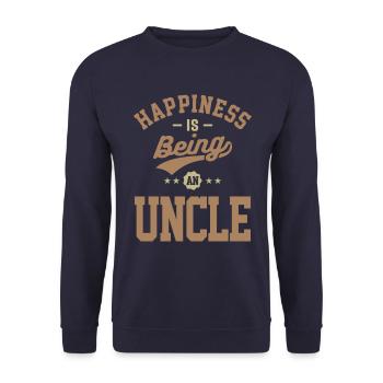 Le bonheur des hommes, c’est être un oncle drôle - Sweat-shirt Unisexe - marine - Devant - Alina (178cm) & Michal (187cm)