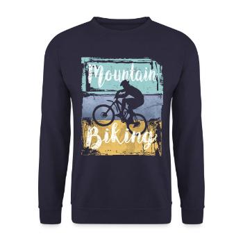 Mountain Biking Vintage Retro Mountain Bike - Unisex Sweatshirt - navy - Front - Alina (178cm) & Michal (187cm)