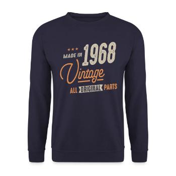 1968 Vintage Original Parts - 54ème anniversaire Retro - Sweat-shirt Unisexe - marine - Devant - Alina (178cm) & Michal (187cm)