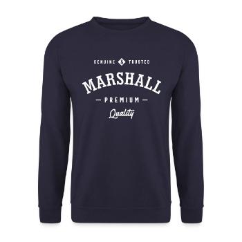 Mens Marshall Original Funny Personalized Name - Unisex Sweatshirt - navy - Front - Alina (178cm) & Michal (187cm)