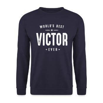 Mens Best Victor Ever Funny Personalized Name - Unisex Sweatshirt - navy - Front - Alina (178cm) & Michal (187cm)