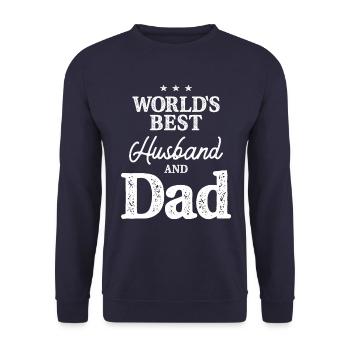 Mens World's Best Husband and Dad - Vatertag - Unisex Pullover - Navy - Vorne - Alina (178cm) & Michal (187cm)