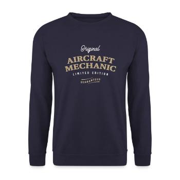 Mécanicien d’aéronefs Drôle Titre du poste Profession - Sweat-shirt Unisexe - marine - Devant - Alina (178cm) & Michal (187cm)