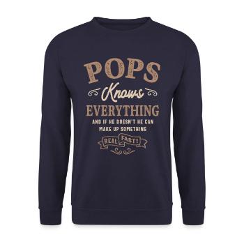 Mens Pops weiß alles Lustiger Vatertag - Unisex Pullover - Navy - Vorne - Alina (178cm) & Michal (187cm)
