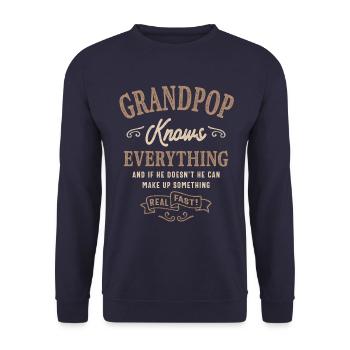 Le grand-père masculin sait tout drôle fête des pères - Sweat-shirt Unisexe - marine - Devant - Alina (178cm) & Michal (187cm)