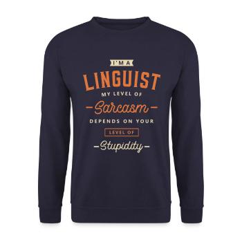Linguist Funny Job Title Profession Birthday - Unisex Sweatshirt - navy - Front - Alina (178cm) & Michal (187cm)