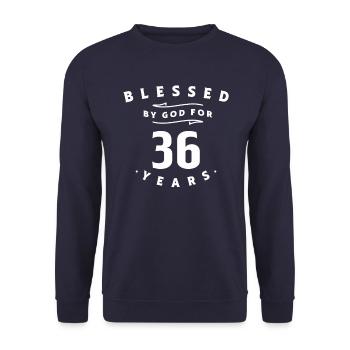 36th Birthday Blessed By God For 36 Years - Unisex Sweatshirt - navy - Front - Alina (178cm) & Michal (187cm)