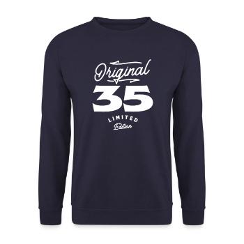 35. Geburtstag Original 35 Jahre alt - Unisex Pullover - Navy - Vorne - Alina (178cm) & Michal (187cm)