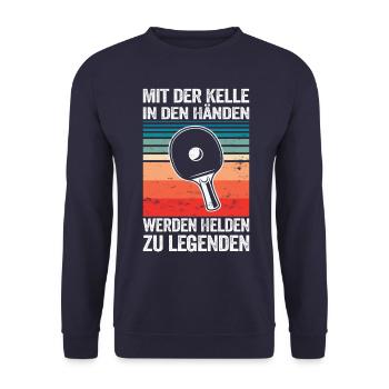 Tischtennis Spruch Tischtenniskelle Ping pong - Unisex Pullover - Navy - Vorne - Alina (178cm) & Michal (187cm)