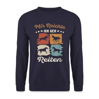 Mir reichts - ich geh reiten Pferd Retro Geschenk - Unisex Pullover - Navy - Vorne - Alina (178cm) & Michal (187cm)