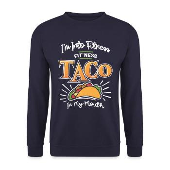 Je suis dans fitness Fit’ness Taco dans ma bouche - Sweat-shirt Unisexe - marine - Devant - Alina (178cm) & Michal (187cm)