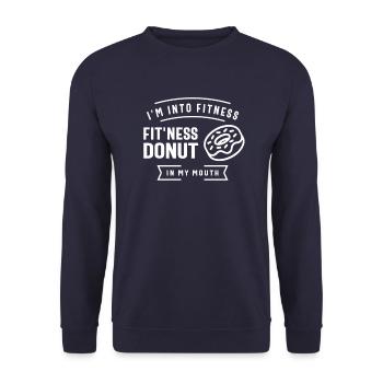 Ich stehe auf Fitness Fit'ness Donut In My Mouth - Unisex Pullover - Navy - Vorne - Alina (178cm) & Michal (187cm)