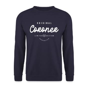 Coroner Funny Job Title Profession Birthday - Unisex Sweatshirt - navy - Front - Alina (178cm) & Michal (187cm)