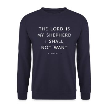 Der Herr ist Mein Hirte, ich werde keine Ordensleute wollen - Unisex Pullover - Navy - Vorne - Alina (178cm) & Michal (187cm)