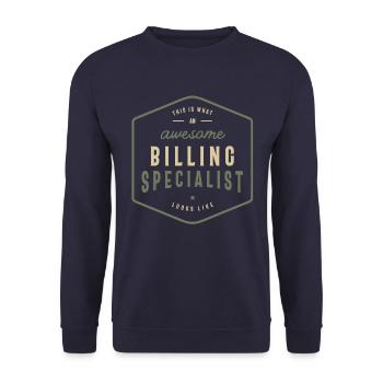 Funny Awesome Billing Specialist Job Beruf - Unisex Pullover - Navy - Vorne - Alina (178cm) & Michal (187cm)