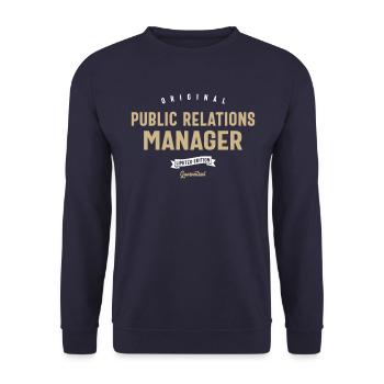 Public Relations Manager Lustige Berufsbezeichnung - Unisex Pullover - Navy - Vorne - Alina (178cm) & Michal (187cm)