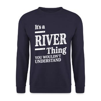 It's a River Thing Personalisierter Name - Unisex Pullover - Navy - Vorne - Alina (178cm) & Michal (187cm)