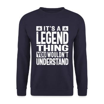 Es ist eine Legendensache personalisierter Name - Unisex Pullover - Navy - Vorne - Alina (178cm) & Michal (187cm)