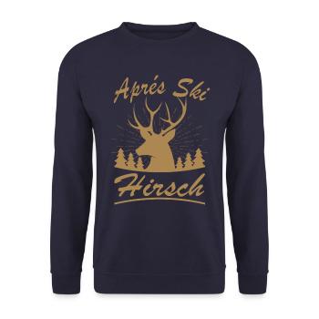 Aprés Ski Hirsch Wintersport Skiing - Unisex Sweatshirt - navy - Front - Alina (178cm) & Michal (187cm)