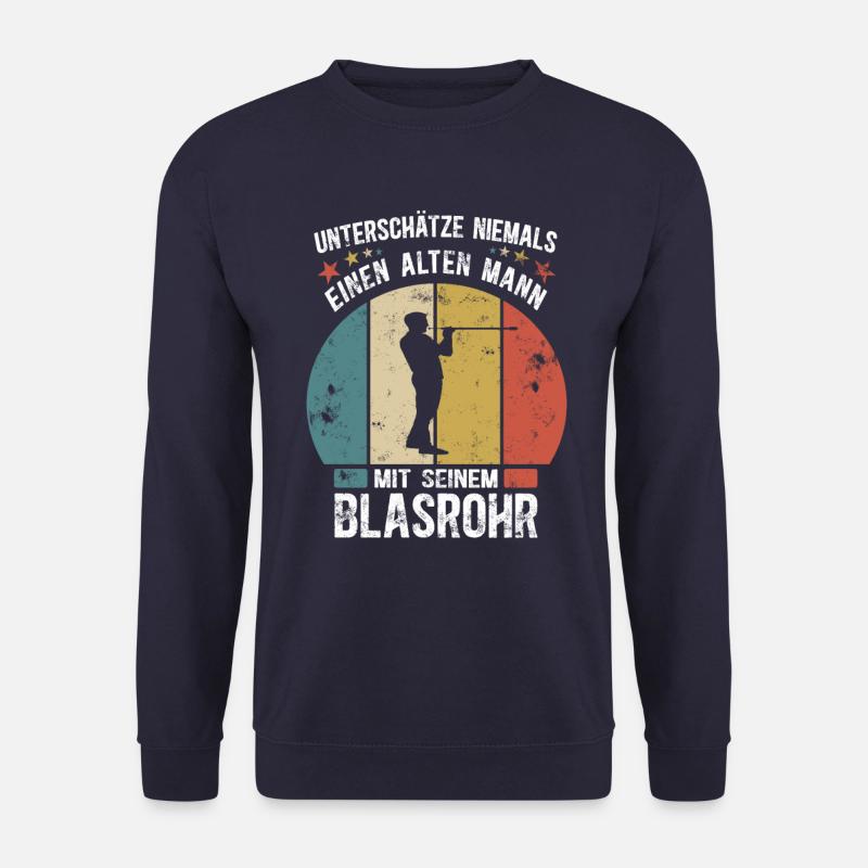 Blasrohr Alter Mann - Blasrohrschießen Retro - Unisex Pullover - Navy