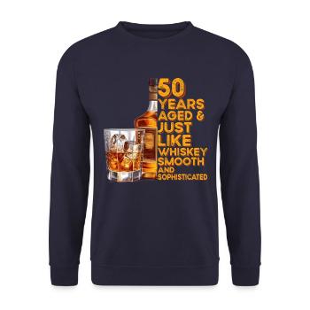 50. Geburtstag Whiskey, Scotch Spruch Geschenkidee - Unisex Pullover - Navy - Vorne - Alina (178cm) & Michal (187cm)