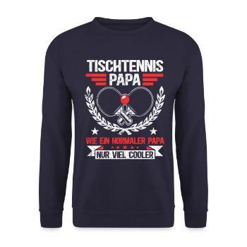Tischtennis Papa Spruch | Tischtennisspieler - Unisex Pullover - Navy - Vorne - Alina (178cm) & Michal (187cm)
