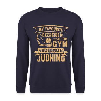 Musculation Bodybuilder Pompes Gym Fitness Training - Sweat-shirt Unisexe - marine - Devant - Alina (178cm) & Michal (187cm)