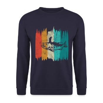 Angler Motif - Fishing Fishing Retro - Unisex Sweatshirt - navy - Front - Alina (178cm) & Michal (187cm)