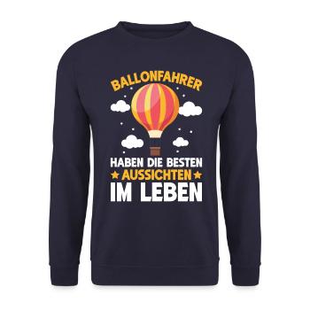 Heißluftballon Gasballon Ballonflug Ballonfahrer - Unisex Pullover - Navy - Vorne - Alina (178cm) & Michal (187cm)