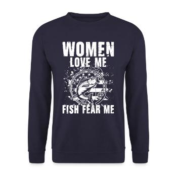 Pêche et pêche - Dicton du pêcheur - Sweat-shirt Unisexe - marine - Devant - Alina (178cm) & Michal (187cm)