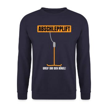 Abschlepplift Apres Ski Party lustig Design big - Unisex Pullover - Navy - Vorne - Alina (178cm) & Michal (187cm)