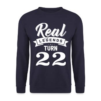 Real Legends Turn 22, 22 Birthday - Unisex Sweatshirt - navy - Front - Alina (178cm) & Michal (187cm)