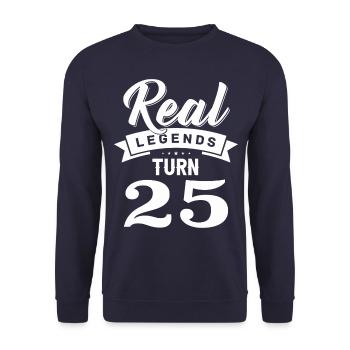 Real Legends Turn 25, 25 Birthday - Unisex Sweatshirt - navy - Front - Alina (178cm) & Michal (187cm)