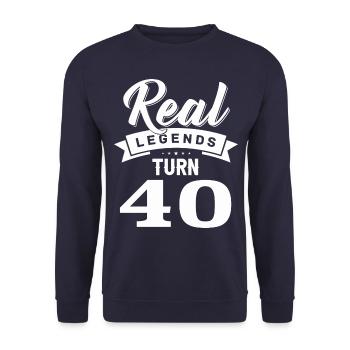 Real legends turn 40, 40 birthday - Unisex Sweatshirt - navy - Front - Alina (178cm) & Michal (187cm)