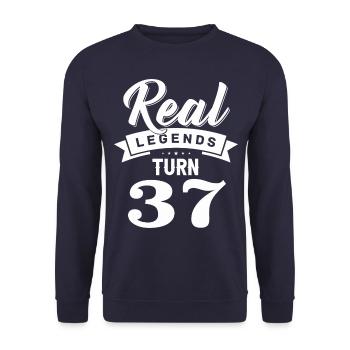 Real legends turn 37, 37 birthday - Unisex Sweatshirt - navy - Front - Alina (178cm) & Michal (187cm)
