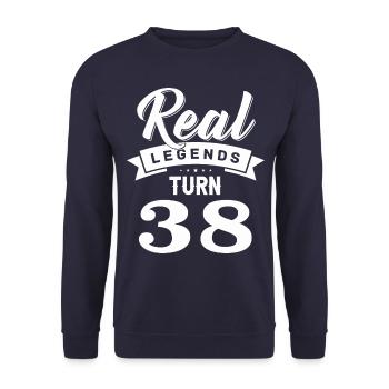 Real legends turn 38, 38 birthday - Unisex Sweatshirt - navy - Front - Alina (178cm) & Michal (187cm)