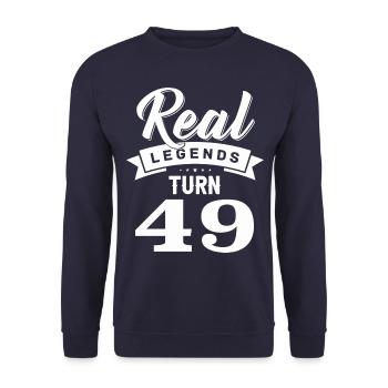 Real legends turn 49, 49 birthday - Unisex Sweatshirt - navy - Front - Alina (178cm) & Michal (187cm)
