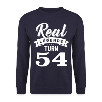 Real legends turn 54, 54 birthday - Unisex Sweatshirt - navy - Front - Alina (178cm) & Michal (187cm)