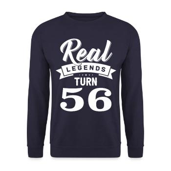 Real Legends Turn 56, 56 Birthday - Unisex Sweatshirt - navy - Front - Alina (178cm) & Michal (187cm)