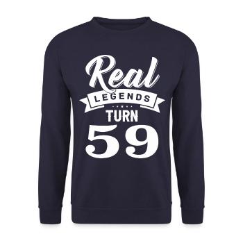 Real legends turn 59, 59 birthday - Unisex Sweatshirt - navy - Front - Alina (178cm) & Michal (187cm)