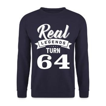 Real Legends Turn 64, 64 Birthday - Unisex Sweatshirt - navy - Front - Alina (178cm) & Michal (187cm)