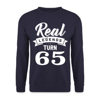 Real legends turn 65, 65 birthday - Unisex Sweatshirt - navy - Front - Alina (178cm) & Michal (187cm)