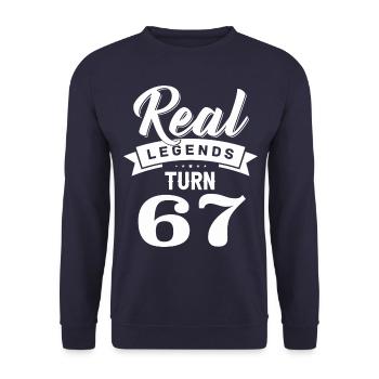 Real Legends Turn 67, 67 Birthday - Unisex Sweatshirt - navy - Front - Alina (178cm) & Michal (187cm)