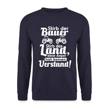 Landwirte und Bauern Demo mit Traktor gegen Ampel - Unisex Pullover - Navy - Vorne - Alina (178cm) & Michal (187cm)